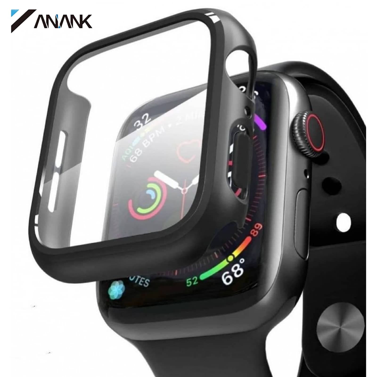 ANANK Apple Watch 10 46mm - Tempered Glass / Panzerglas mit Bumper Case, Schwarz