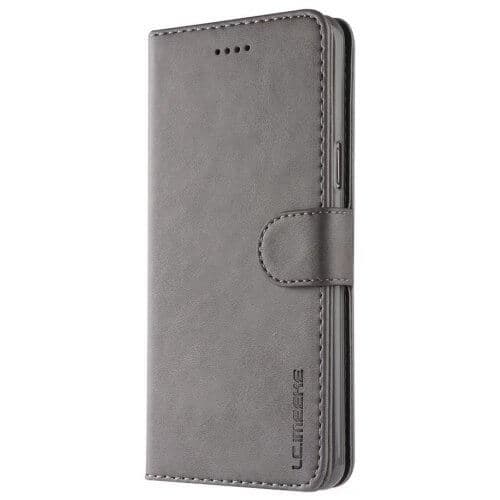 Samsung S9 - LC.IMEEKE Custodia a portafoglio con 3 scomparti per carte e chiusura magnetica, grigio