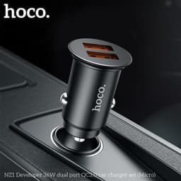 Hoco NZ1 Developer 36W Dual Port QC3.0 Car Charger Set (Micro-USB to USB), nero – Bild 5