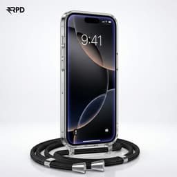iPhone 15 - Handykette / Necklace – Transparent mit praktischem schwarzem Band – Bild 1