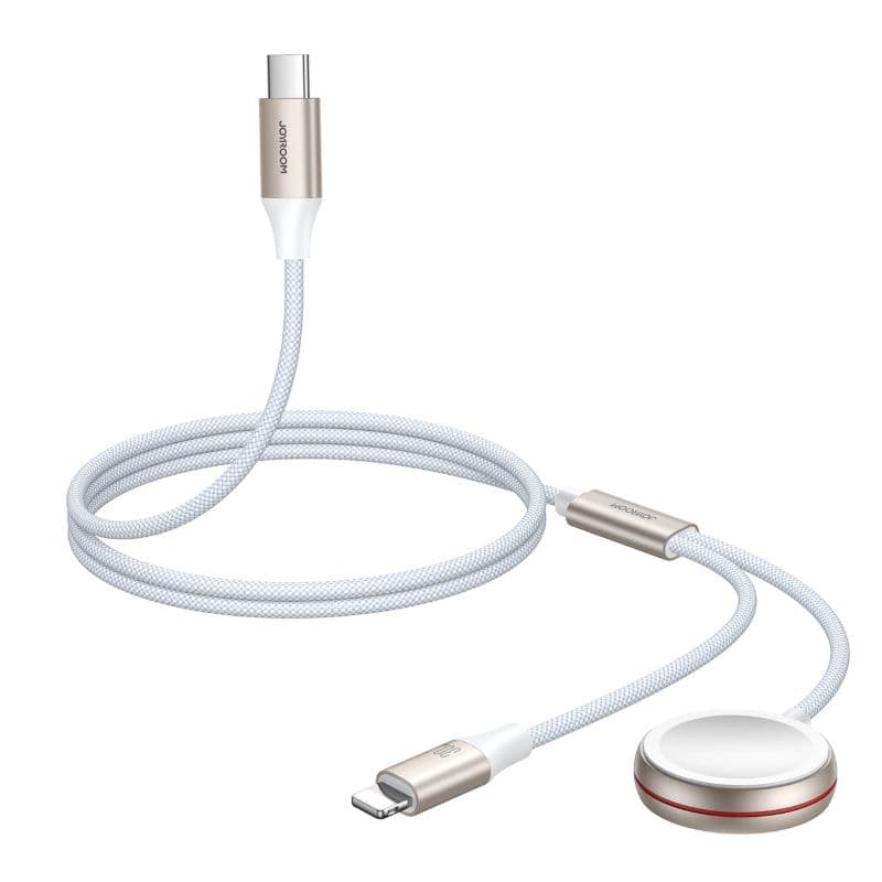 Joyroom Cavo di ricarica magnetica per orologi 2 in 1 (S-IW012), caricatore da Type-C a orologio + Lightning, 30W, 1,5 m, bianco – 2