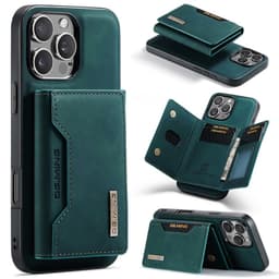 iPhone 13 Mini - Custodia posteriore DC.MING, look pelle, slot per carte e chiusura magnetica, custodia protettiva, verde – Bild 3