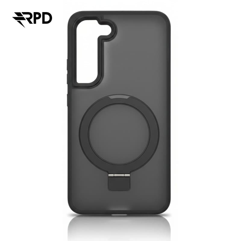 Samsung Galaxy S23 - Custodia MagSafe con anello, nera, robusta custodia posteriore in plastica