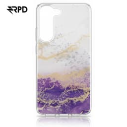 Samsung Galaxy S23 - violette, goldene Marmor Muster Hülle mit silbrigen Akzenten. – Bild 1