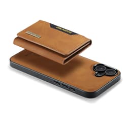 iPhone 13 Mini - Custodia posteriore DC.MING, look pelle, slot per carte e chiusura magnetica, cover protettiva, marrone cammello – Bild 5