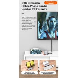 ROCK TR06 Station d'accueil USB-C 6 en 1 - HDMI, 3×USB, lecteur de carte SD/TF, PD, gris – Bild 5