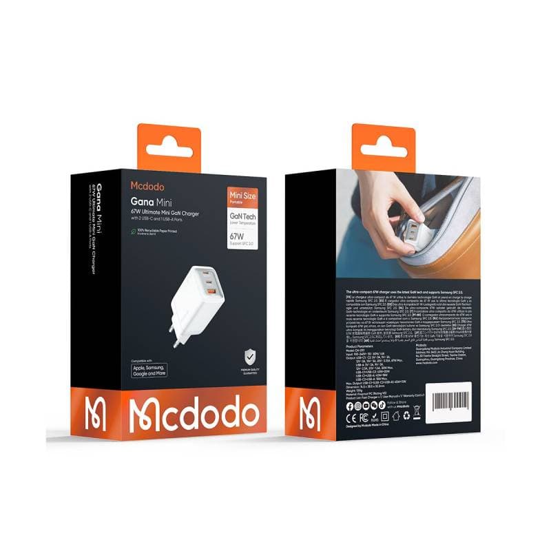 McDodo - Caricabatterie rapido mini da 67W 2x USB-C + 1x USB-A, bianco – 3