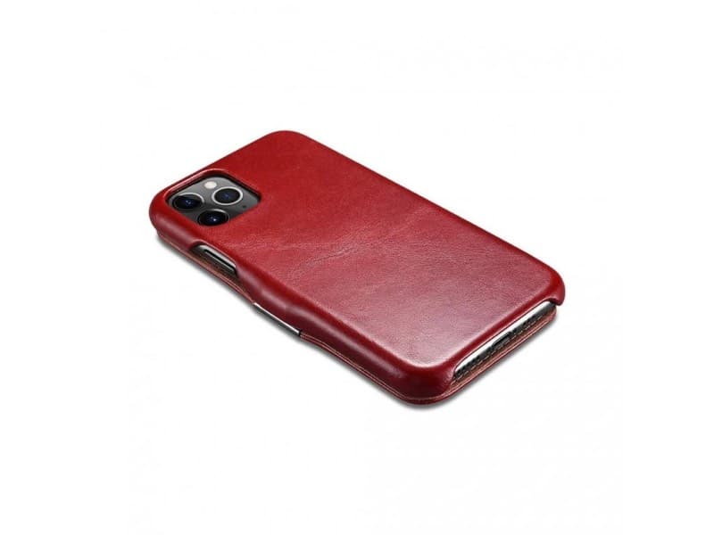 iPhone 11 Pro - iCarer Vintage Series (Side-open) Echtleder Flip Case, Rot – 3