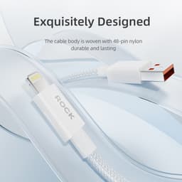 ROCK Z20 Cavo da USB-A a Lightning da 100 cm - Cavo di ricarica rapida e dati da 2,4 A, bianco, tessuto – Bild 2