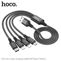 Hoco X76 4-in-1 Super charging cable(iP+iP+Type-C+Micro), schwarz – Bild 3