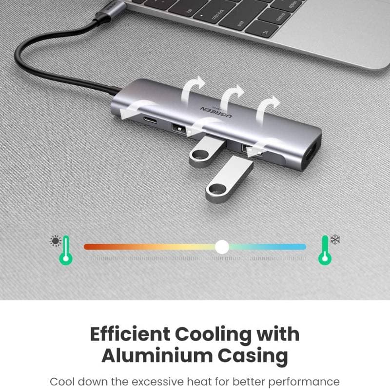 Ugreen - USB-C Hub 5-in-1 (4x USB-A + HDMI) (CM136 / 70495), gray/black – 4