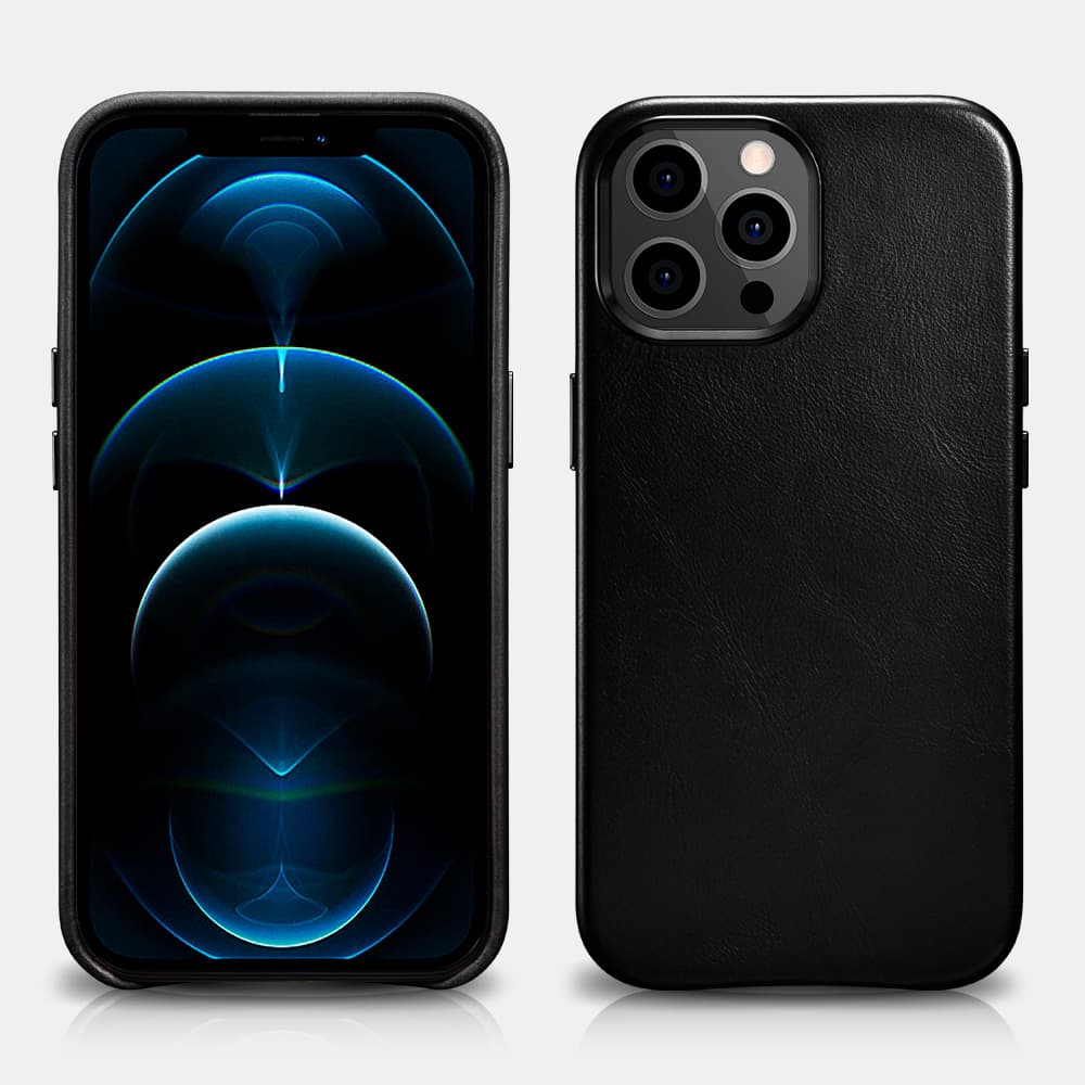 iPhone 13 Pro Max - Oil Wax Premium Echtleder Magsafe Back Case Schwarz (WMI1304-BK)