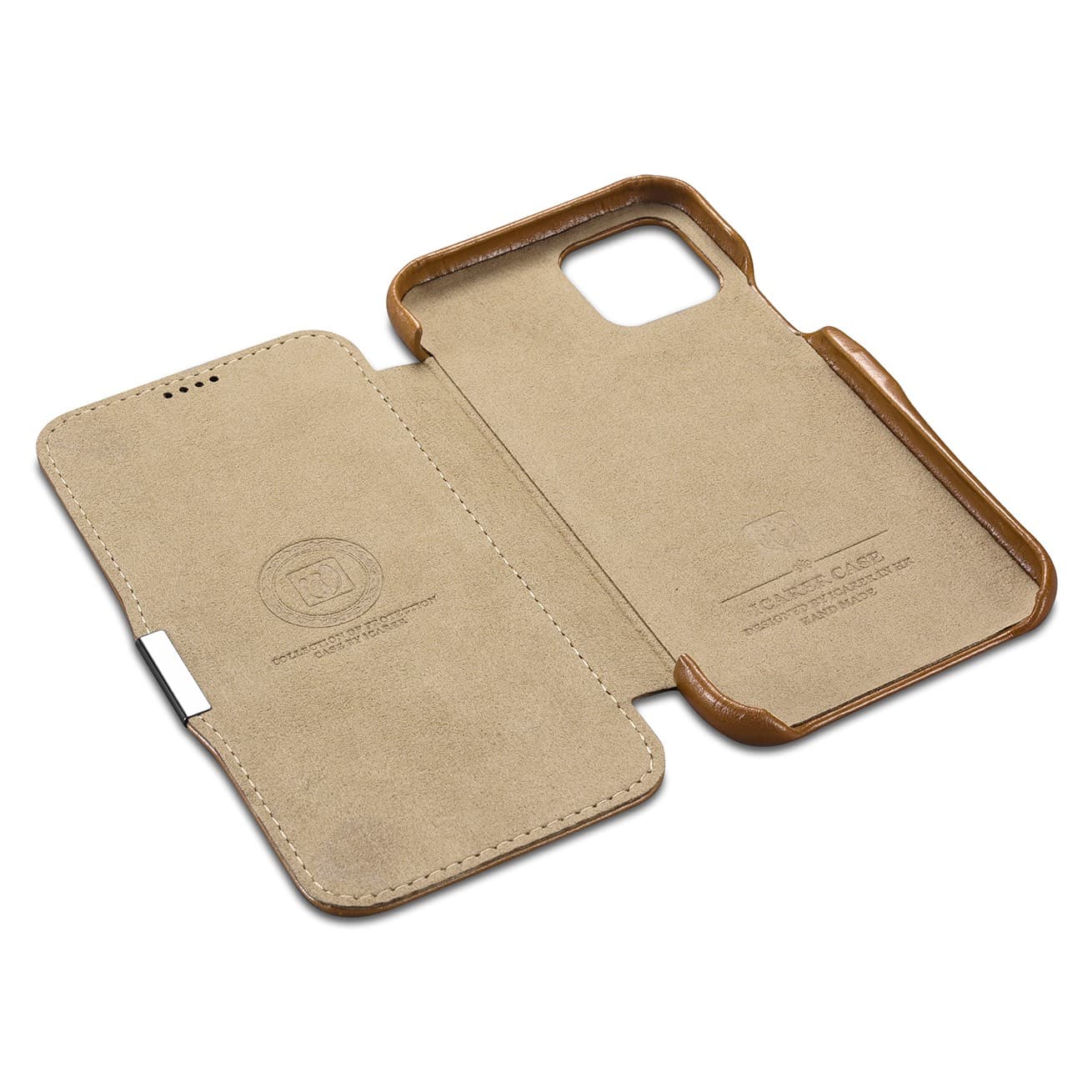 iPhone 11 - iCarer Luxury Series Echtleder Flip Case Kastanienbraun (RIX1108-GG) – 4