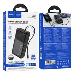 Hoco Q41 Powerbank 20000mAh avec câble télescopique (1xUSB-C) et écran, 22.5W+PD20W, noir – Bild 6