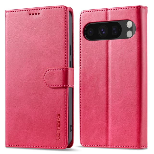 Google Pixel 10 / 10 Pro - LC.IMEEKE Etui portefeuille avec 3 fentes pour cartes & fermeture magnétique, Rose