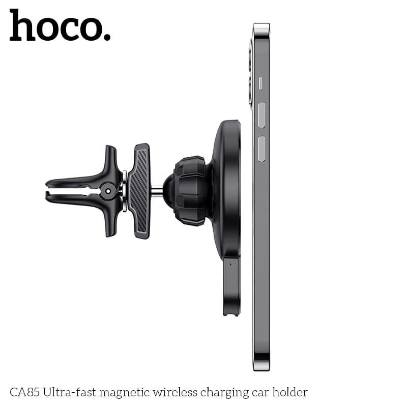 Hoco CA85 Supporto magnetico ultraveloce per la ricarica wireless dell'auto, nero – 3