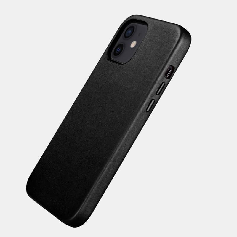 iPhone 12 mini - iCarer - Étui arrière en cuir avec logo, noir (WMI1215-BK) – 3