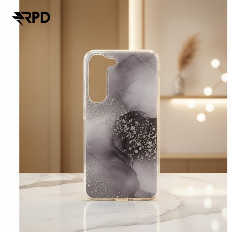 Samsung Galaxy S23 - custodia morbida e scintillante grigia con accenti argentati – 2