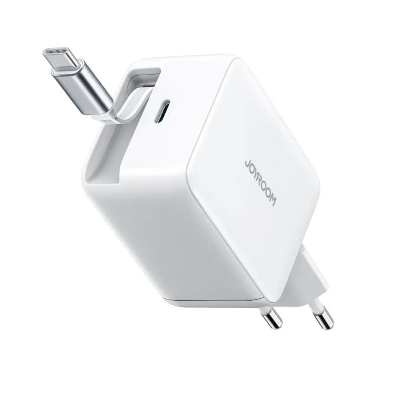 Joyroom - 67W GaN Ladegerät mit einziehbarem Kabel, Weiss (EU) (JR-TCL06)