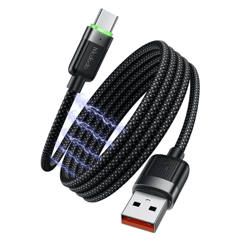 McDodo - USB-A to USB-C Magnetic Self Winding Cable, Fast Charging,1.2m, Schwarz