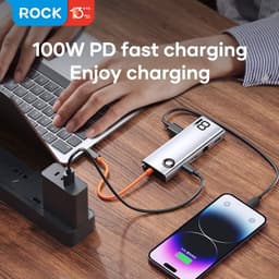 ROCK TR32 8-in-1 USB-C Dock - HDMI, RJ45, PD, 3×USB 3.0, SD/TF card reader, gray – Bild 4