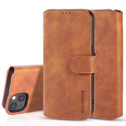 iPhone 13 Mini - DG.MING Vintage Flip Case, 3 card slots, magnetic closure, camel brown – Bild 3