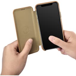 iPhone X / XS - iCarer Curved Edge Vintage Folio en cuir véritable RIX04-GG, Kaki – Bild 6