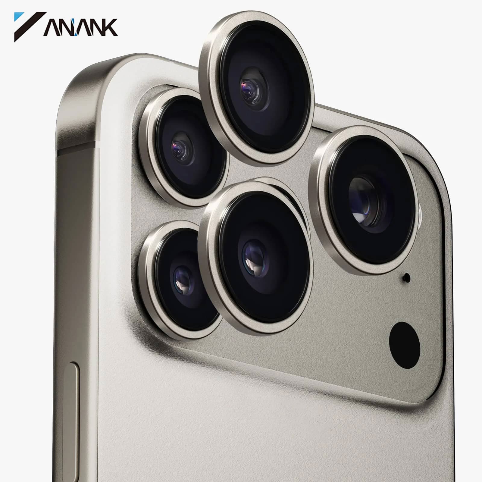 ANANK iPhone 17 Pro / 17 Pro Max - rear camera armored glass - 99AR+ Corning glass, dual lens protection, grey