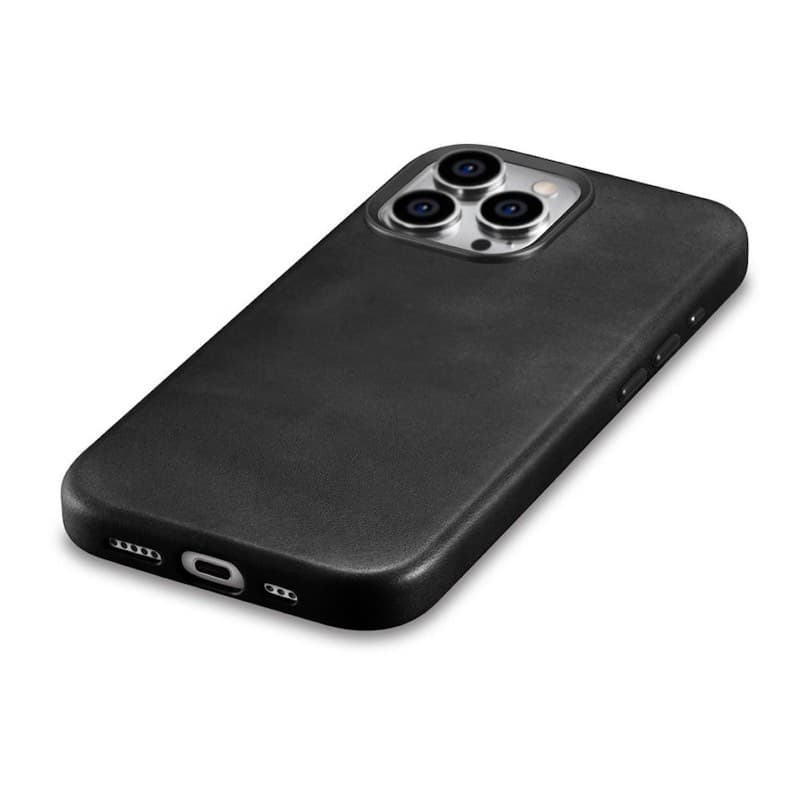 iPhone 15 Pro Max - iCarer Oil Wax Premium Echtleder Magsafe Case, Schwarz WMI15230604 – 2