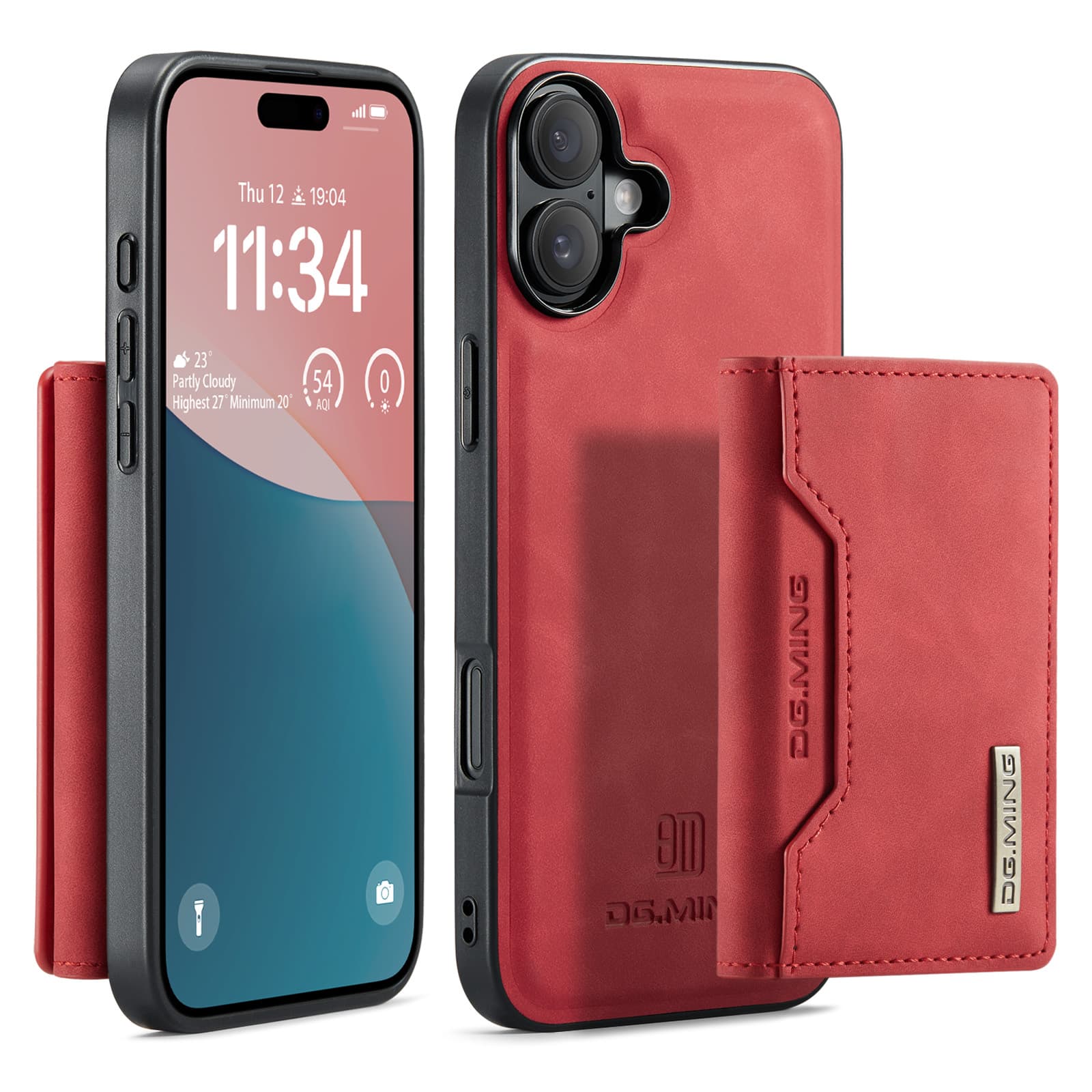iPhone 7/8/SE 2020/SE 2022 - DG.MING Etui, Leder-Optik, Kartenfach & Magnetverschluss, Rot – 2