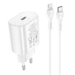 Hoco - PD25W charger set with Lightning-to-Type-C cable, compatible with iPhone, white – Bild 1