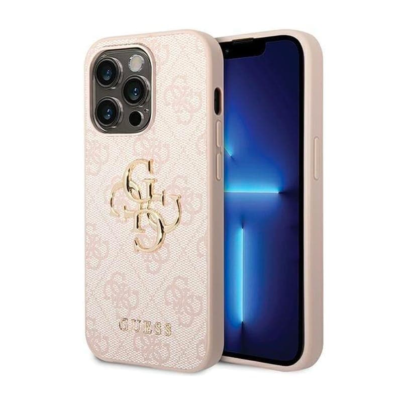 iPhone 15 Pro Max - Guess PU 4G Metal Logo Case Pink GUHCP15X4GMGPI