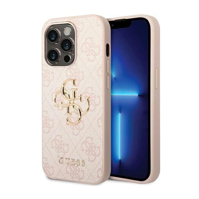 iPhone 15 Pro Max - Guess PU 4G Metal Logo Case Pink