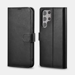 iCarer Samsung S22 Ultra Echt leather Flip Buch Case Schwarz – Bild 1
