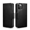 iPhone 12 Pro Max - iCarer WMI1214 Etui portefeuille en cuir véritable 2 en 1 avec bloqueur RFID, noir