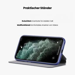 Samsung Galaxy S10 Plus - Custodia flip X-Level FIBColor, in ecopelle, protezione a 360°, blu scuro – Bild 3
