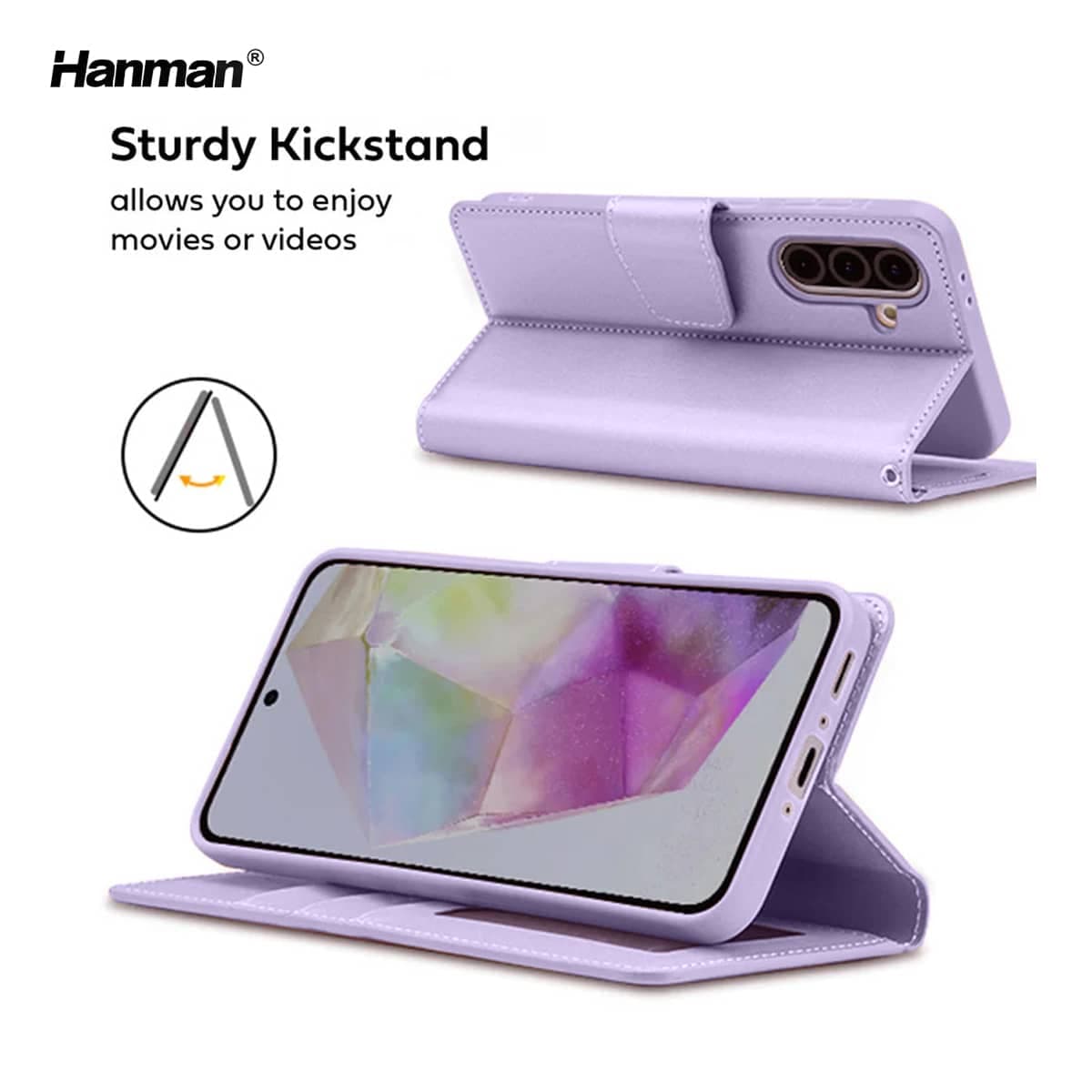 Samsung Galaxy A17 5G (2025) - Hanman Mill flip case with 3 card slots, purple – 2