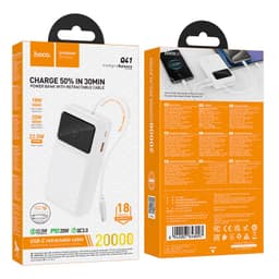 Hoco Q41 Powerbank 20000mAh mit Teleskopkabel (1 x USB-C) und Display, 22.5W+PD20W, weiss – Bild 3