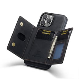 iPhone 11 Pro - DG.MING Etui, Leder-Optik, Kartenfach & Magnetverschluss, Schwarz – Bild 6