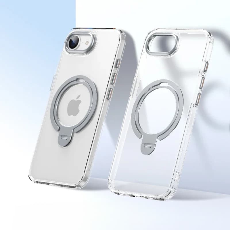 Apple Phone 16e - Magsafe Stand Etui transparent und silber