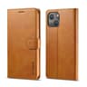 iPhone 12 Mini - LC.IMEEKE Etui portefeuille avec 2 compartiments pour cartes & fermeture magnétique, marron clair/orange