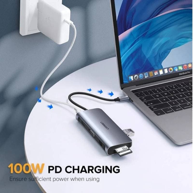 Ugreen - USB-C Hub 9-in-1 with HDMI, VGA, LAN, SD/TF & PD (CM179 / 40873), gray – 3