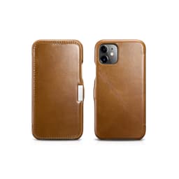 iPhone 11 - iCarer Luxury Series Echtleder Flip Case Kastanienbraun (RIX1108-GG) – Bild 9