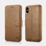 iPhone Xs Max - iCarer étui portefeuille à rabat en cuir véritable - détachable - 2 en 1, marron (RIXS07-BN)
