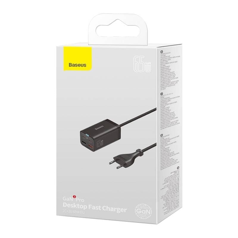 Baseus - GaN3 Pro - Desktop Schnellladegerät 2C+2U, 65W EU, Schwarz (CCGP040101) – 2
