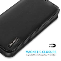 Apple iPhone 15 Pro Max - Custodia Flip DUX Hivo Series, nera, in ecopelle – Bild 5