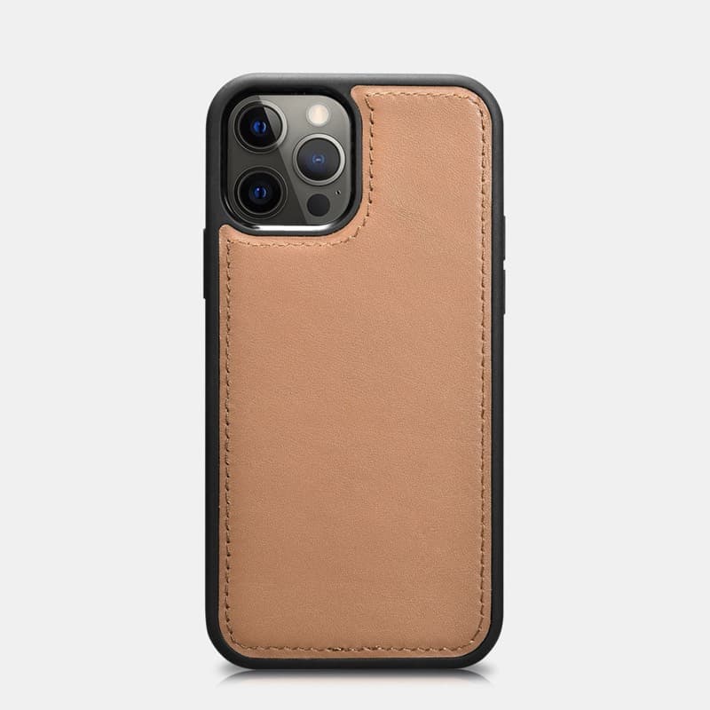 iPhone 12 Pro Max - iCarer Haixing Series Étui portefeuille en cuir véritable Étui portefeuille 2-en-1, magnétique, marron clair – 3