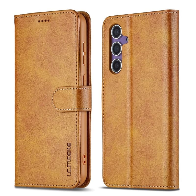 Samsung Galaxy A37 - LC.IMEEKE Wallet case with 3 card slots & magnetic closure, light brown/orange