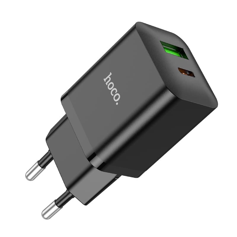 hoco N28 PD20W + QC3.0 Dual USB-C & USB-A Schwarz