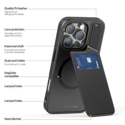 iPhone 15 Pro - Dux Ducis Rafi II Kickstand avec MagSafe, bloquant la RFID, support vertical, noir – Bild 6
